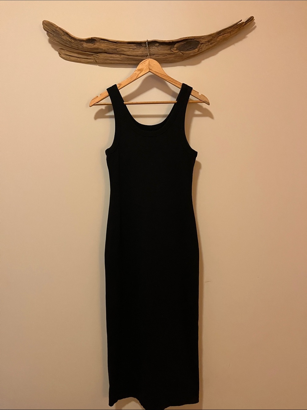Everlane Organic Cotton Black Ribbed Tank Midi Dress